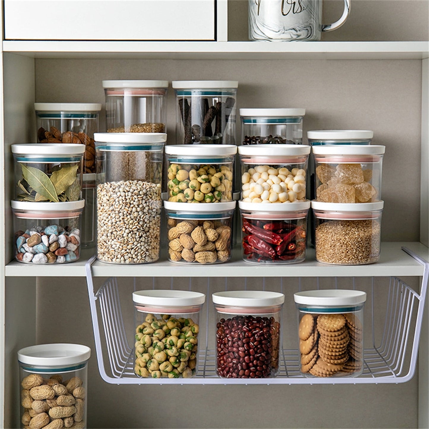 Eguiwyn Clearance Kitchen Organizers and Storage, Plastic 1× Food Storage Box, Savings Storage Rack, 4.68* 3.51* 3.51 Inches 0.14lb 2-C