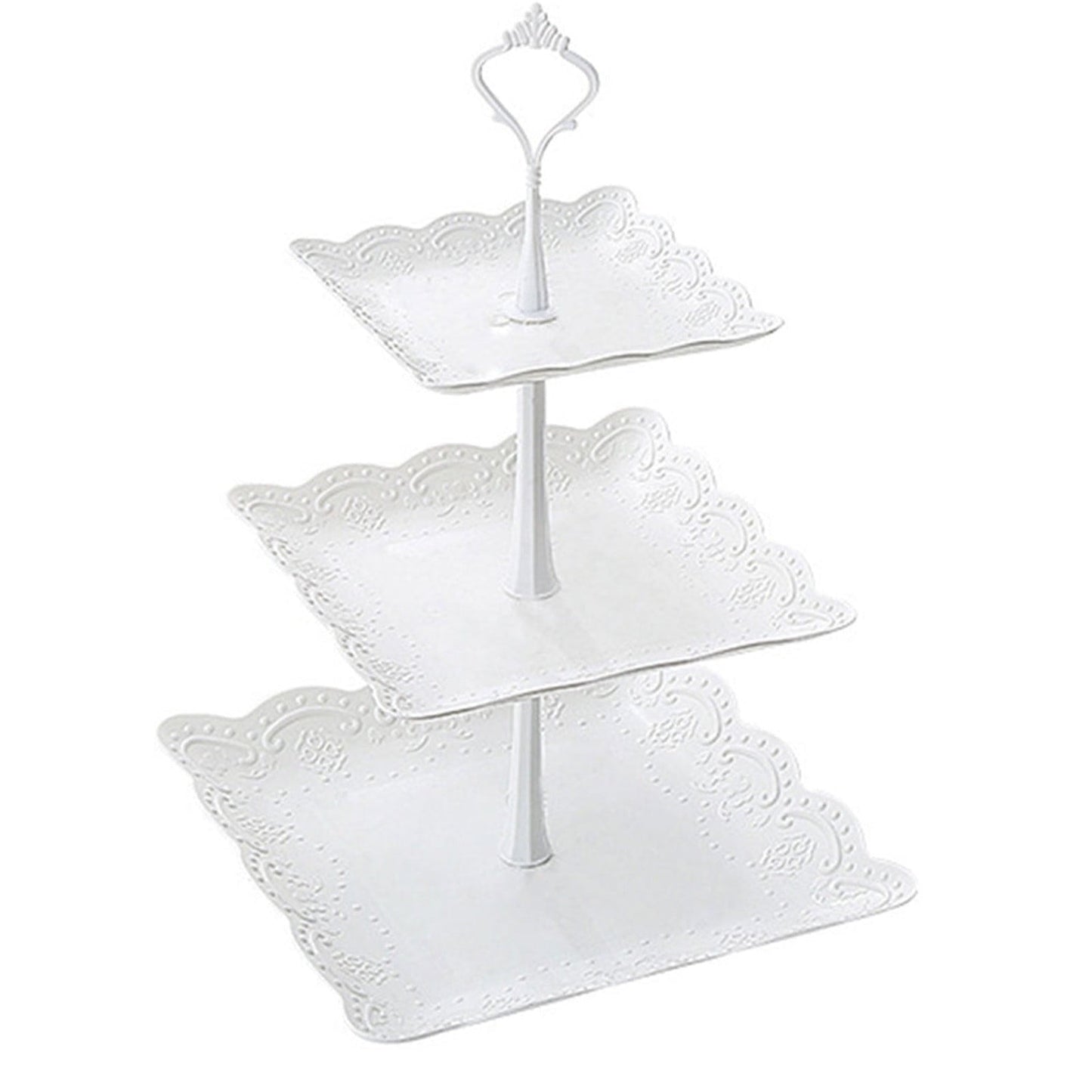 JWDX Cake Stand Clearance! Three-Tier Cake Stand, Three-Tier Fruit Plate, Afternoon Tea Plate H, Cake Stand Fruit Dried Stand Dessert Stand Dessert Fruit Stand Set Plastic Housekeeping & Organizers Z1-White