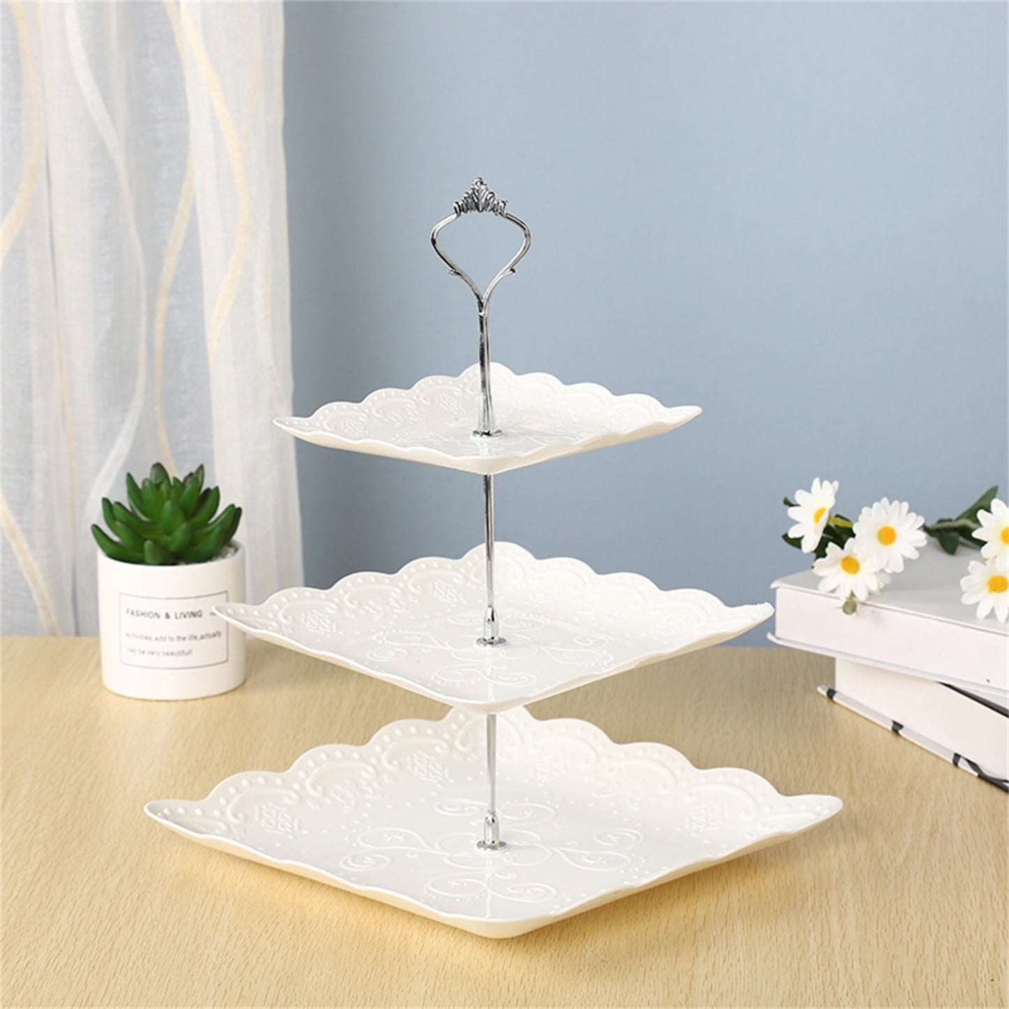 JWDX Cake Stand Clearance! Three-Tier Cake Stand, Three-Tier Fruit Plate, Afternoon Tea Plate H, Cake Stand Fruit Dried Stand Dessert Stand Dessert Fruit Stand Set Plastic Housekeeping & Organizers Z2-H