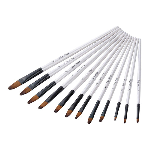 JWDX Brushes Clearance, Paint Brushes, Painting Pen, Art Tools, Brush Set, Round Tip Brushes Nylon Brushes Artist Wood Brushes for Oil Watercolor Face Nail Arts Miniature and Rock Painting Z3-White