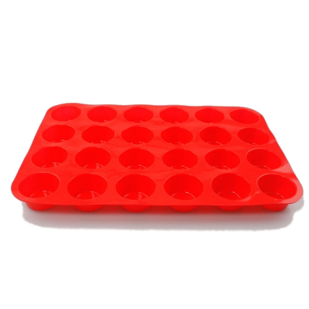 aoksee Kitchen Utensils 24 Cavity Mini Muffin Silicone Soap Cookies Cupcake Bakeware Pan Tray Mould Gift on Clearance