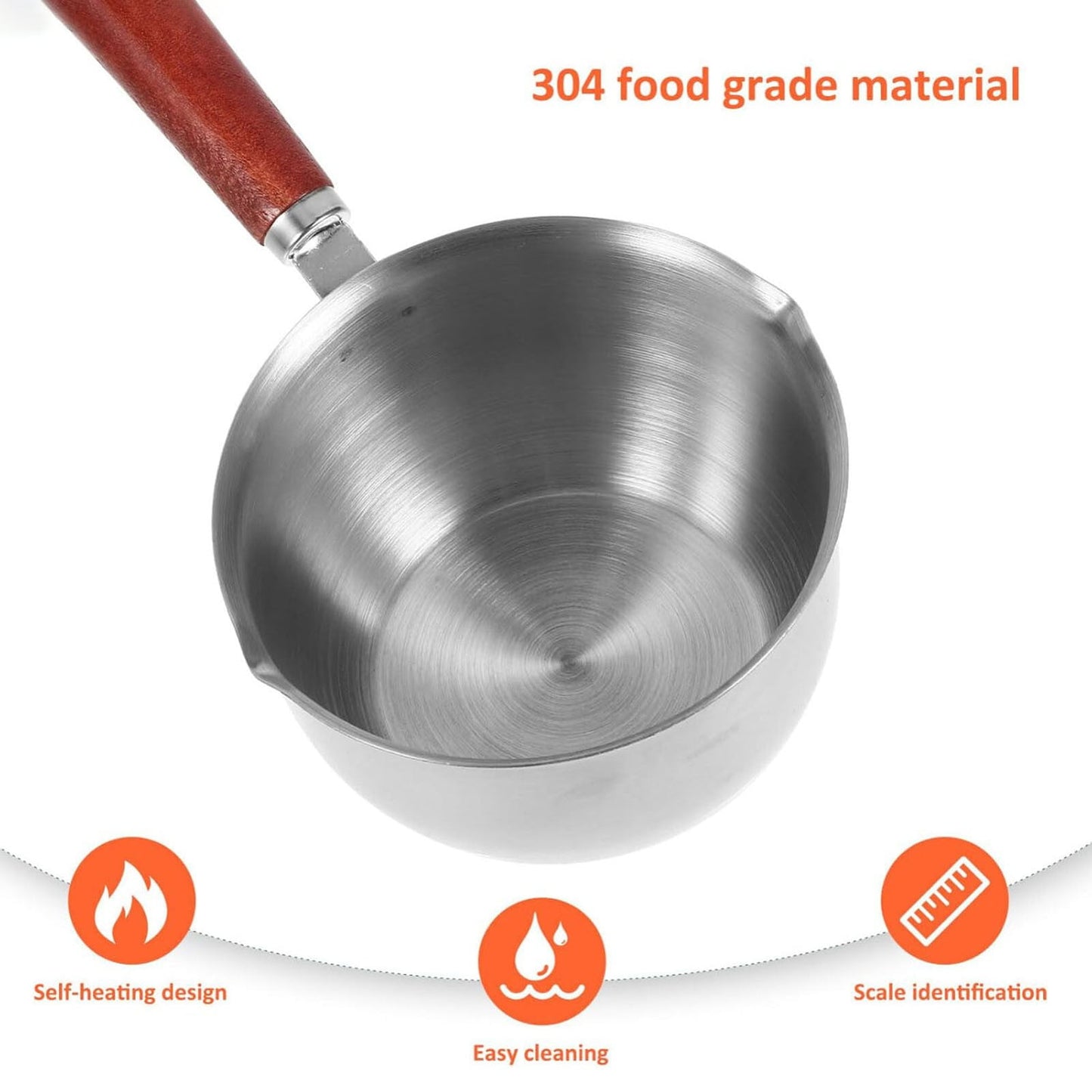 JWDX Cooking Utensils Clearance, Stainless Hot Oil Pot with Wooden Handle New Oil Pot Container for Kitchen Cooking Oil Strainer Pot A