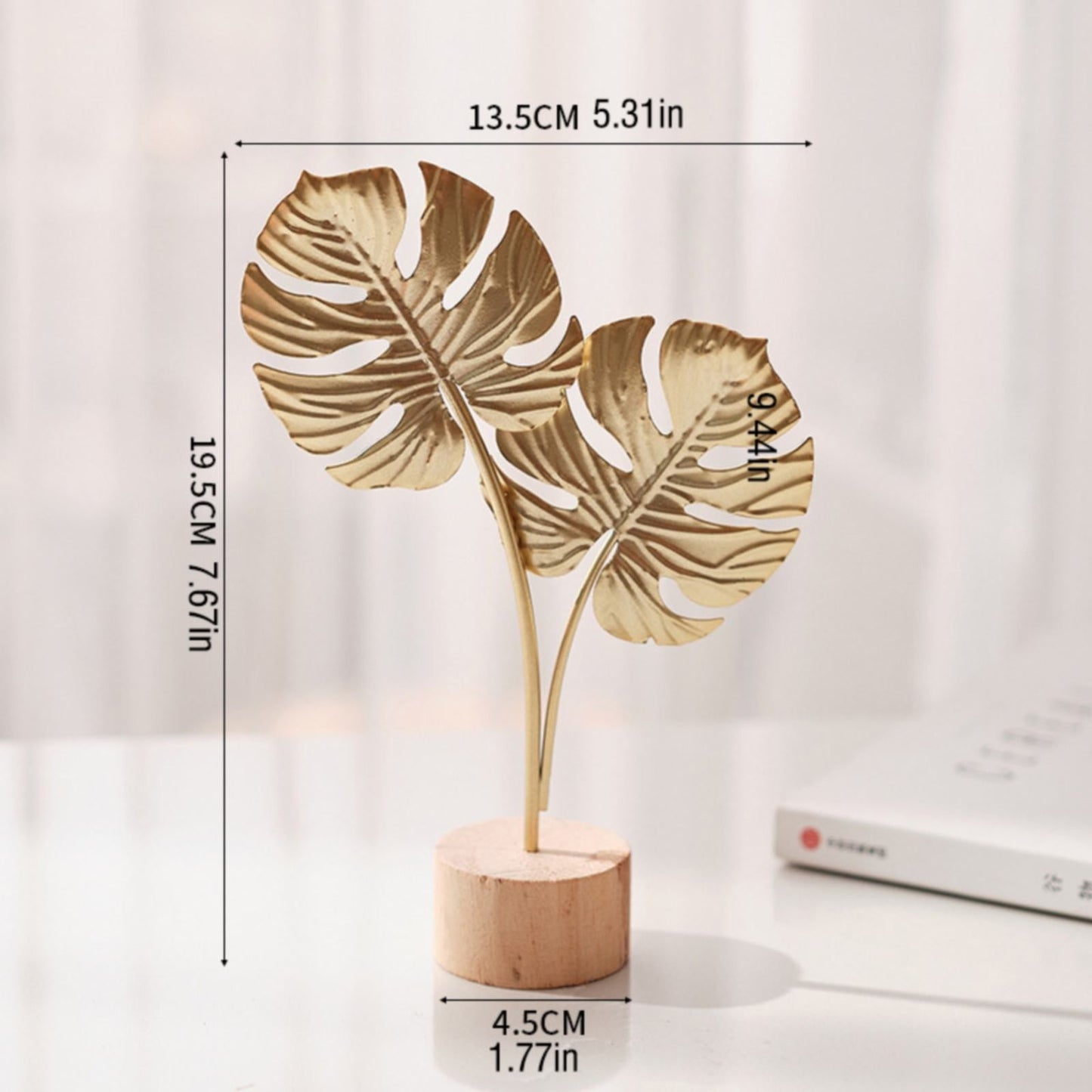 Leaf Decor Metal Golden Leaf Ornaments and Base Modern Simple Gold Leaf Table Sculpture for Living Room Bedroom Bookshelf Desktop Decoratio, Valentines Day Decorations: Desktop Ornament Black2
