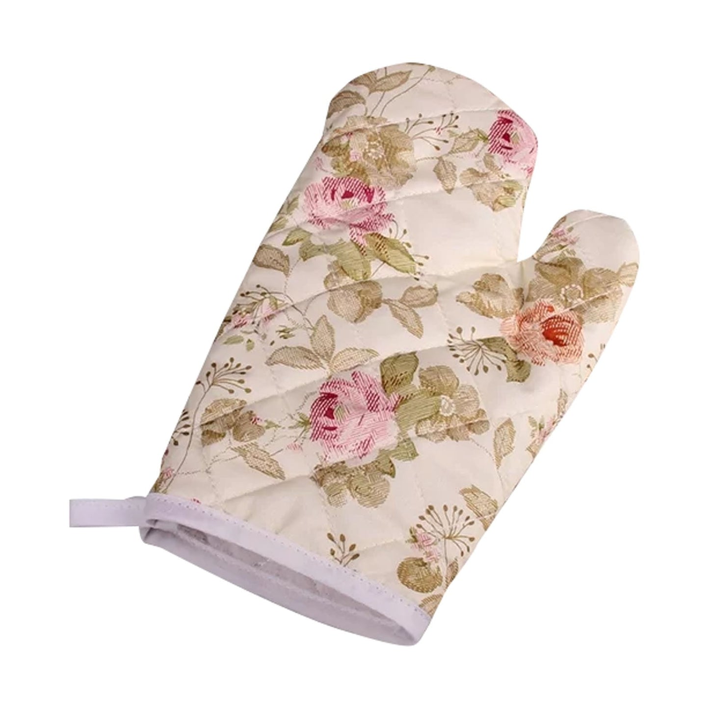 JWDX Oven Mitts Clearance, Oven Oven Heat Oven Glove Polyester Floral Printed Pot Holder Microwave Glove Thickened Microwave Bakeware B