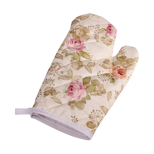 JWDX Oven Mitts Clearance, Oven Oven Heat Oven Glove Polyester Floral Printed Pot Holder Microwave Glove Thickened Microwave Bakeware B
