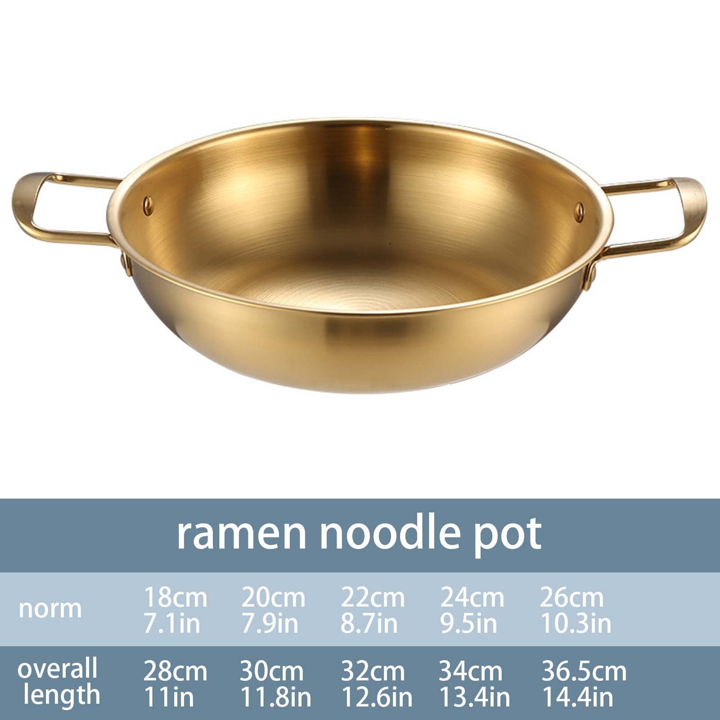 JWDX Stainless Steel Instant Noodle Pot Clearance, 7.1" Korean Ramen Noodle Pot with Handles Stainless Everyday Pan Golden Korean Cooking Pot for Soup Noodle Pasta Home and Outdoor Dishwasher GDC
