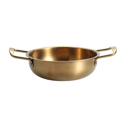 JWDX Stainless Steel Instant Noodle Pot Clearance, 7.1" Korean Ramen Noodle Pot with Handles Stainless Everyday Pan Golden Korean Cooking Pot for Soup Noodle Pasta Home and Outdoor Dishwasher GDE