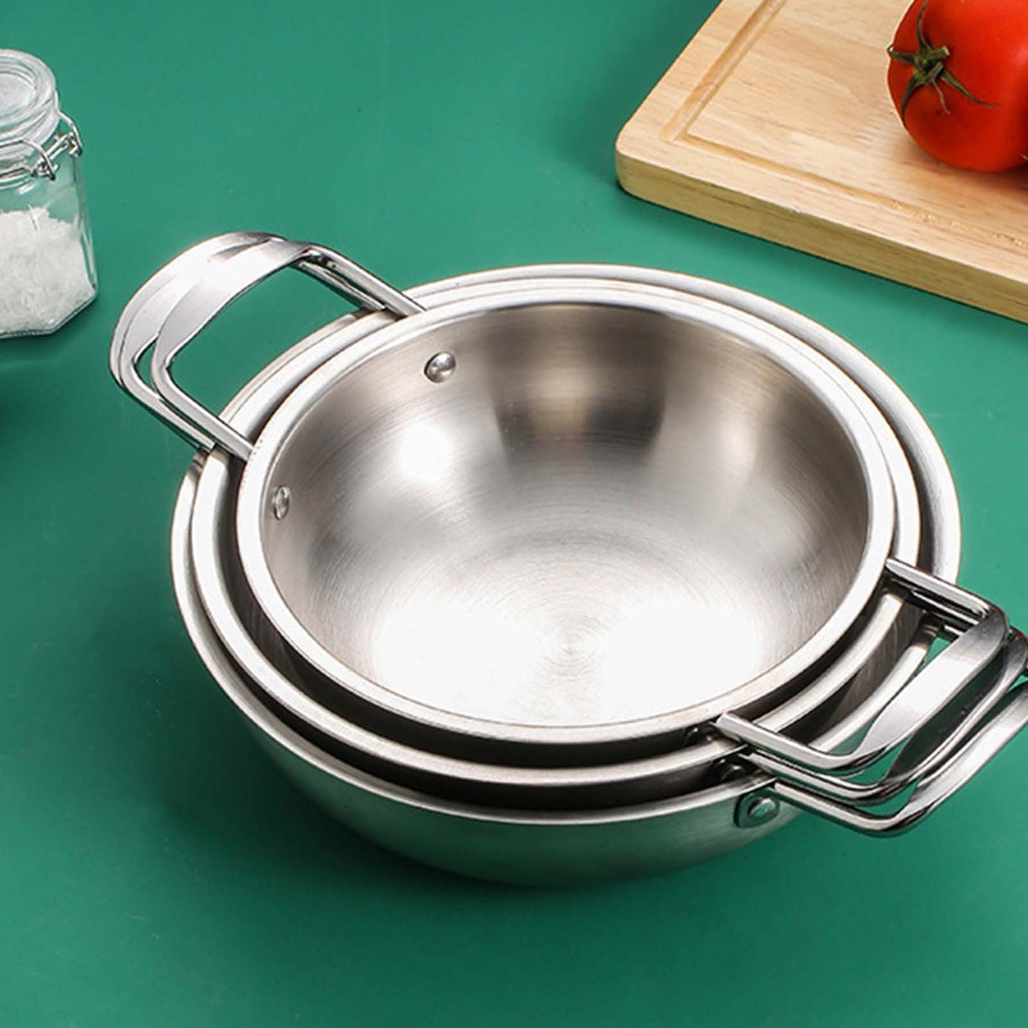 JWDX Stainless Steel Instant Noodle Pot Clearance, 7.1" Korean Ramen Noodle Pot with Handles Stainless Everyday Pan Golden Korean Cooking Pot for Soup Noodle Pasta Home and Outdoor Dishwasher SLE