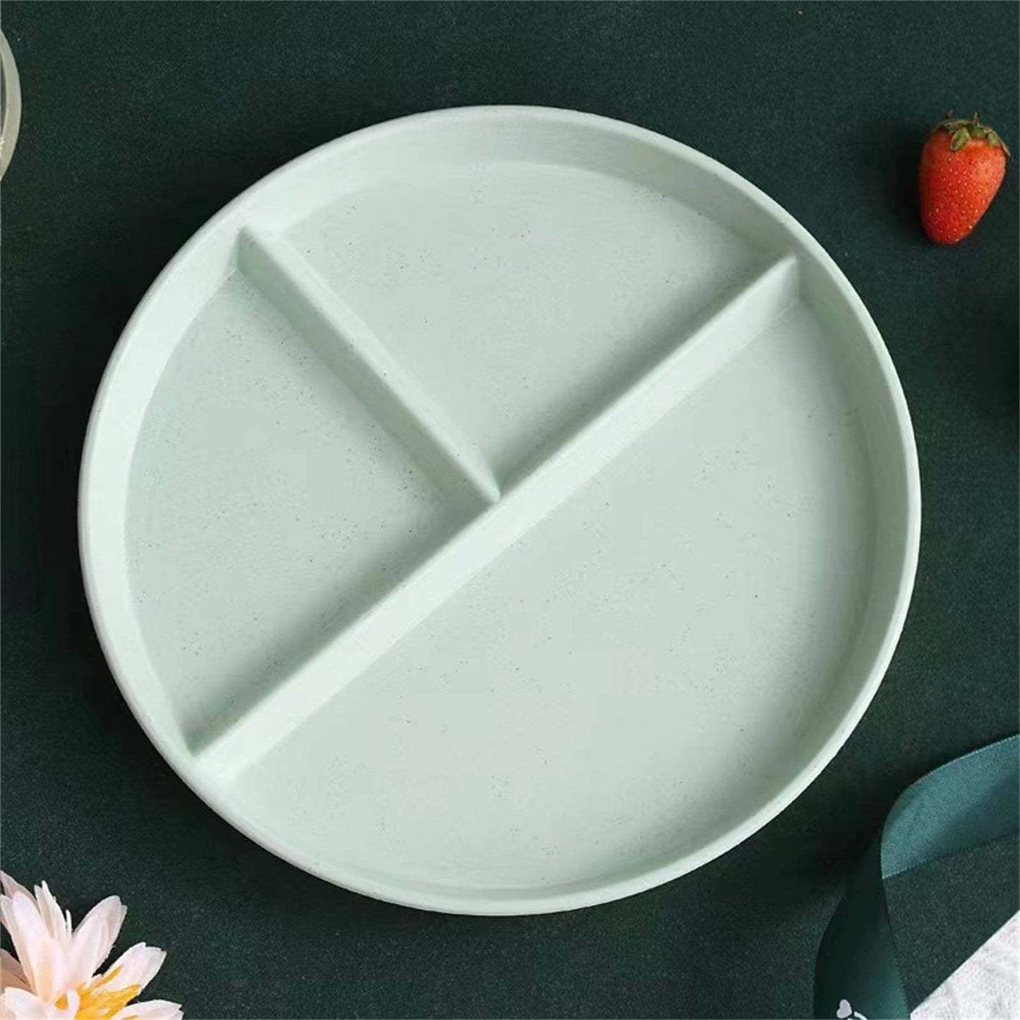 JWDX Tableware Clearance, Wheat Plates for Adults Reusable Dinnerware Set Kids Divided Plate Bariatric Plastic Salad Lunch Tray Microwave and Dishwasher GNA
