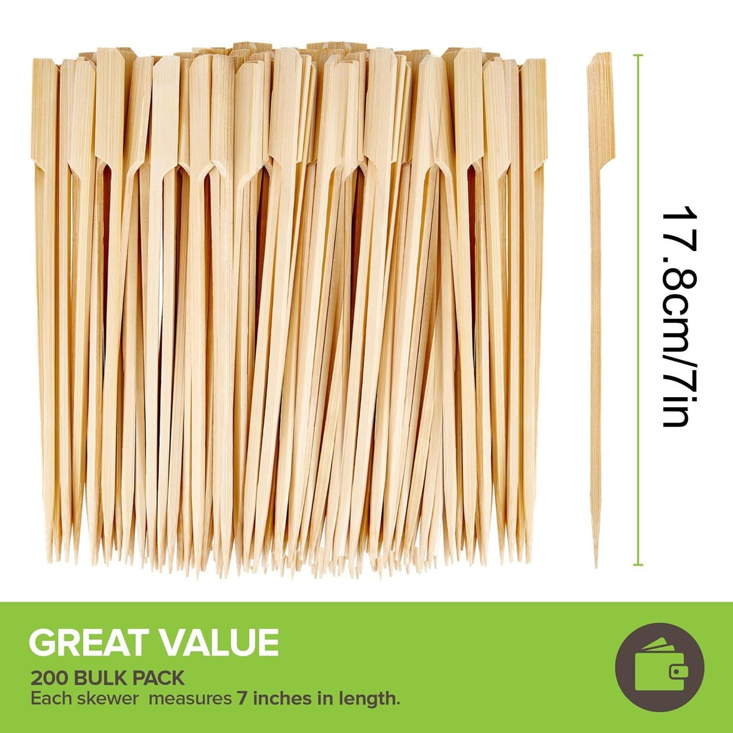 JWDX Skewer Clearance, Skewers 100Pcs Food Toothpicks Wide Flat Wood Picks for Cocktail Fruit Grilling Drink Bbq Barbecue Yakitori Chicken Fondue Roast BGB