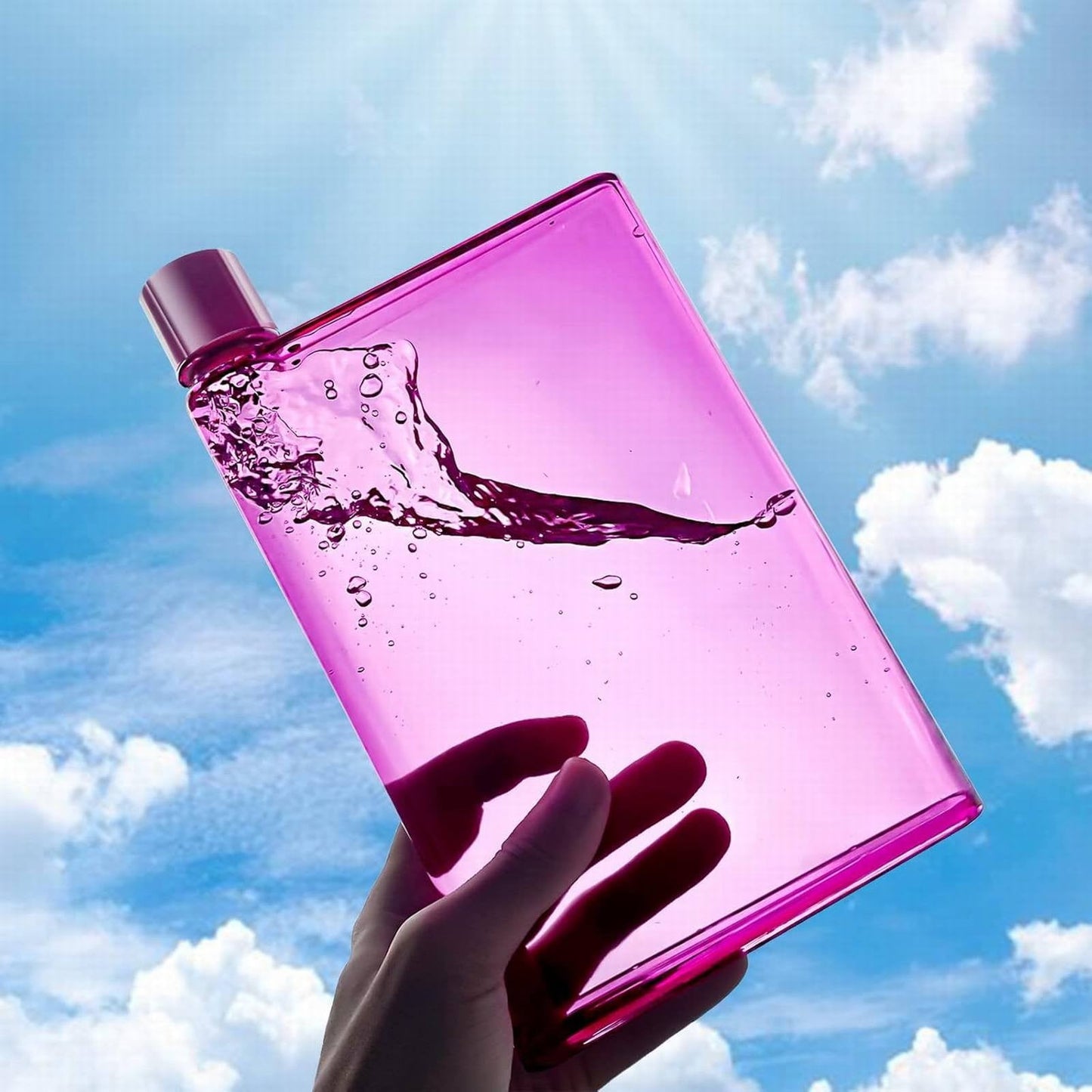 JWDX Glass and Bottle Clearance, Flat Water Bottle Slim Water Bottle for Purse Leak Proof Slim Handbag Poket Drinking Bottle for Outdoor Sports Fitness Camping Hiking Cycling 750Ml Clear