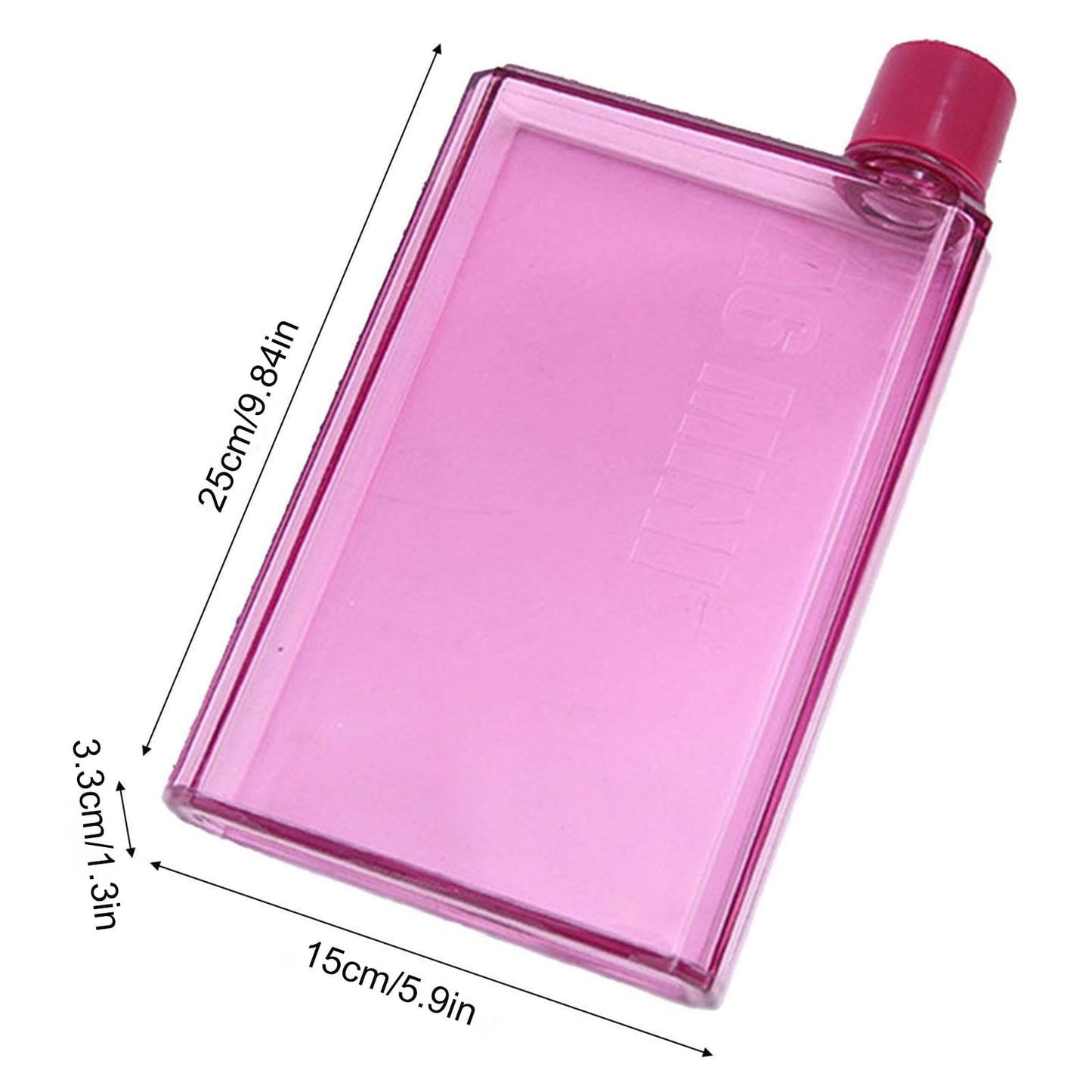 JWDX Glass and Bottle Clearance, Flat Water Bottle Slim Water Bottle for Purse Leak Proof Slim Handbag Poket Drinking Bottle for Outdoor Sports Fitness Camping Hiking Cycling 750Ml Clear