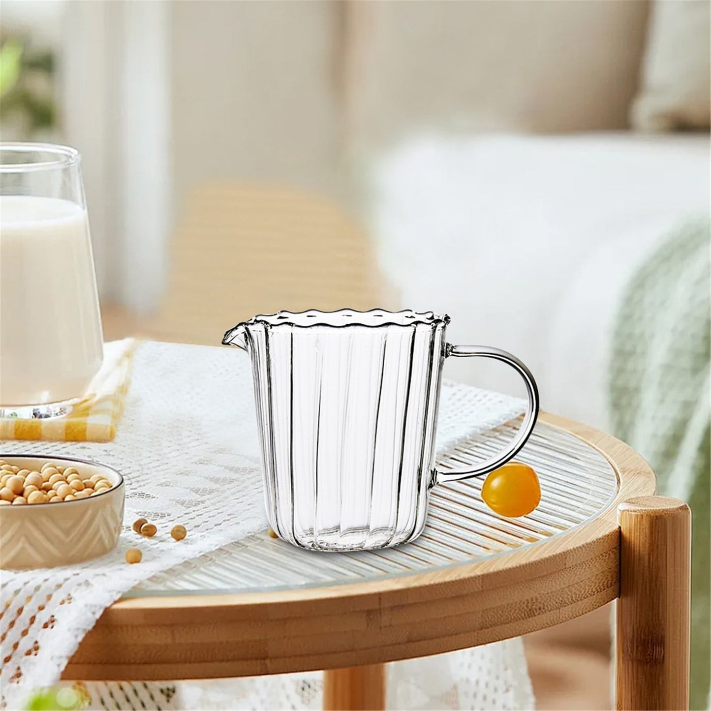 JWDX Glass and Bottle Clearance, Elegant Shaped Glass Creamer Coffee Milk Creamer Pitcher/Serving Pitcher/ Pitcher/Milk Creamer Jug for Kitchen A