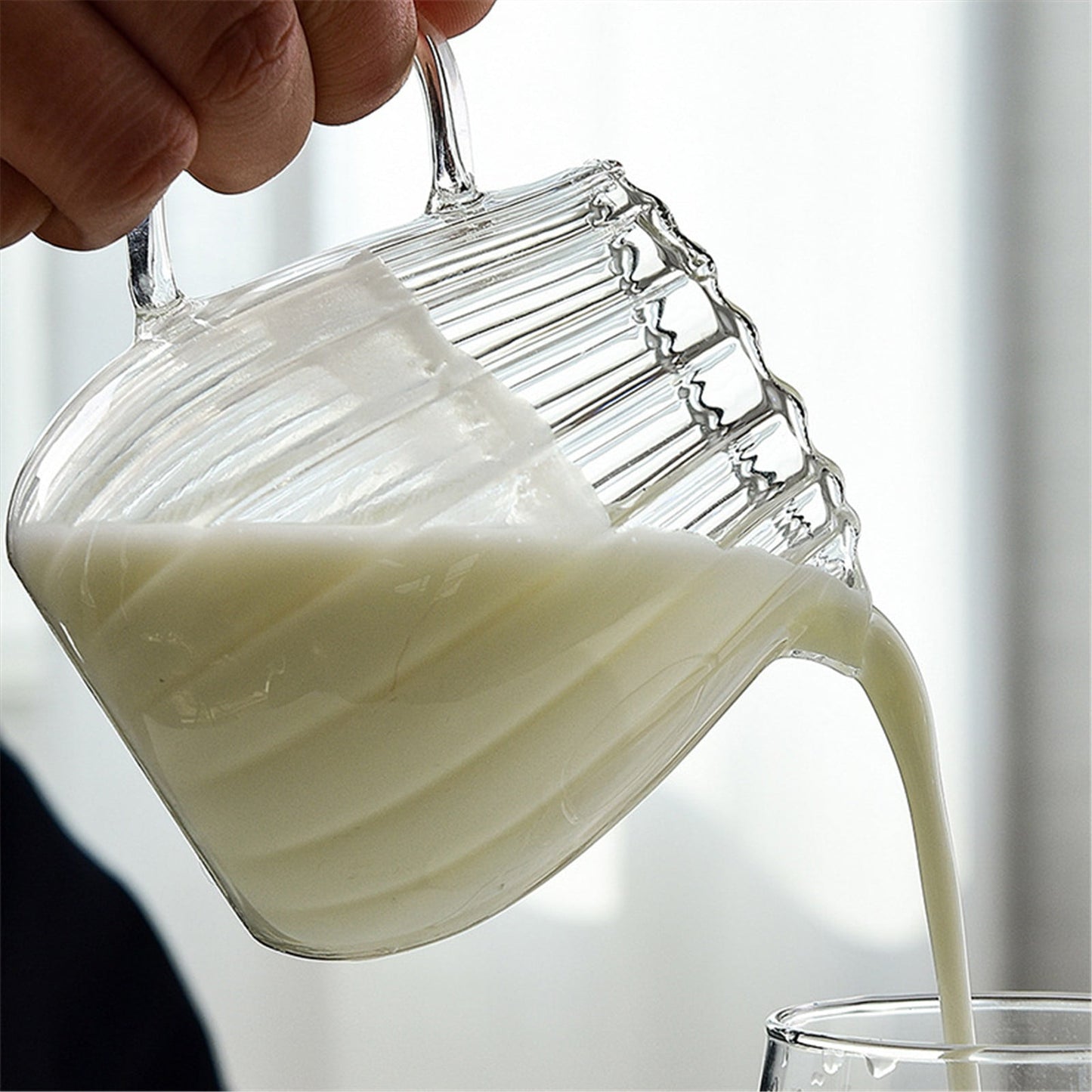 JWDX Glass and Bottle Clearance, Elegant Shaped Glass Creamer Coffee Milk Creamer Pitcher/Serving Pitcher/ Pitcher/Milk Creamer Jug for Kitchen A