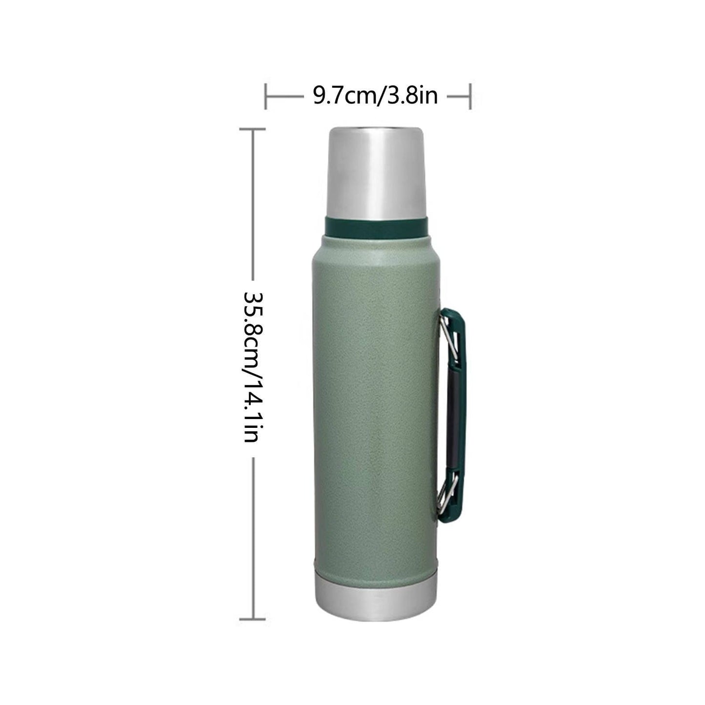 JWDX Glass and Bottle Clearance, Stainless Vacuum Insulated Travel Jug Large Capacity Outdoor Thermal Water Bottle with Carry Handle 1400Ml BKB