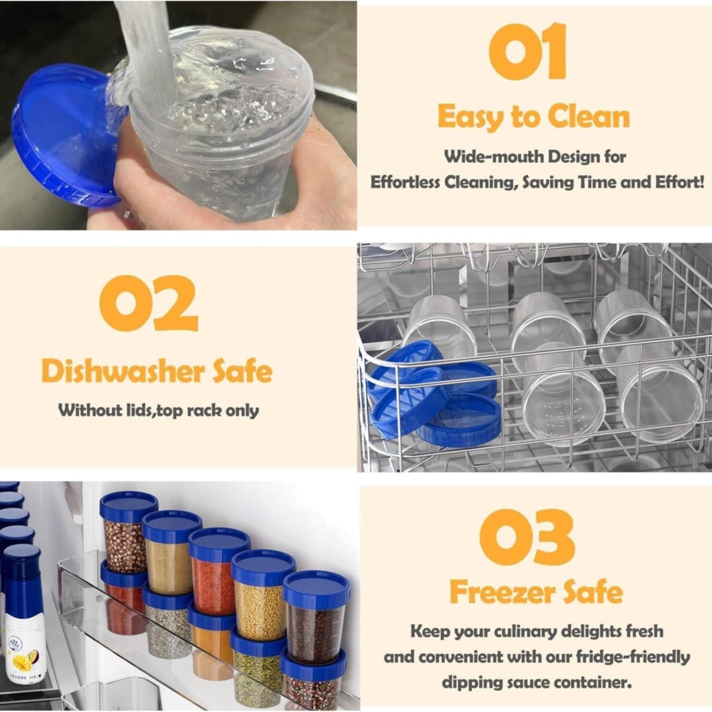 JWDX Food Storage Clearance, 4 Ounce Dressing Container Leak Proof Seasoning Container with Lid Reusable Screw Lid Plastic Container As shown