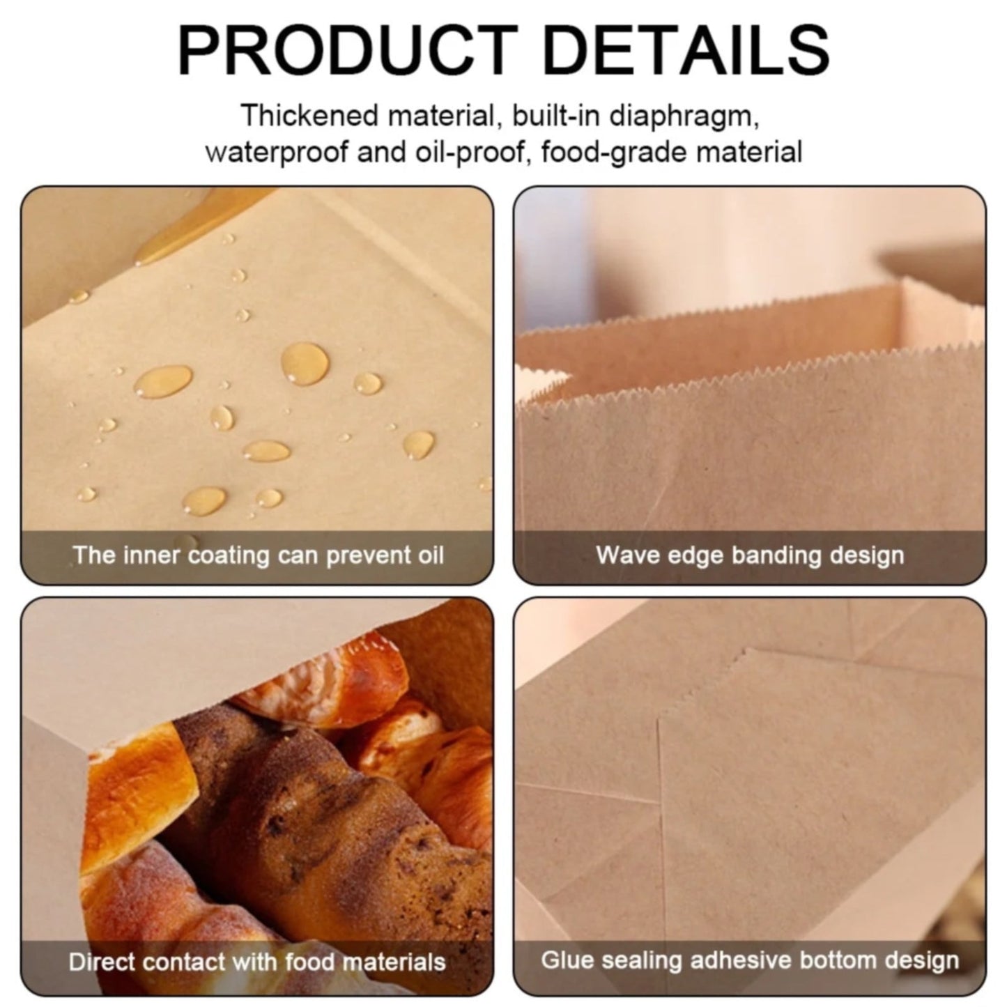 JWDX Food Storage Clearance, 50Pcs Paper Sandwich Bags Kraft Brown 50 Pack Biodegradable and Compostable Food Grade Paper Bags Natural Kraft Paper Stock Bags for Cookies Sandwiches As shown