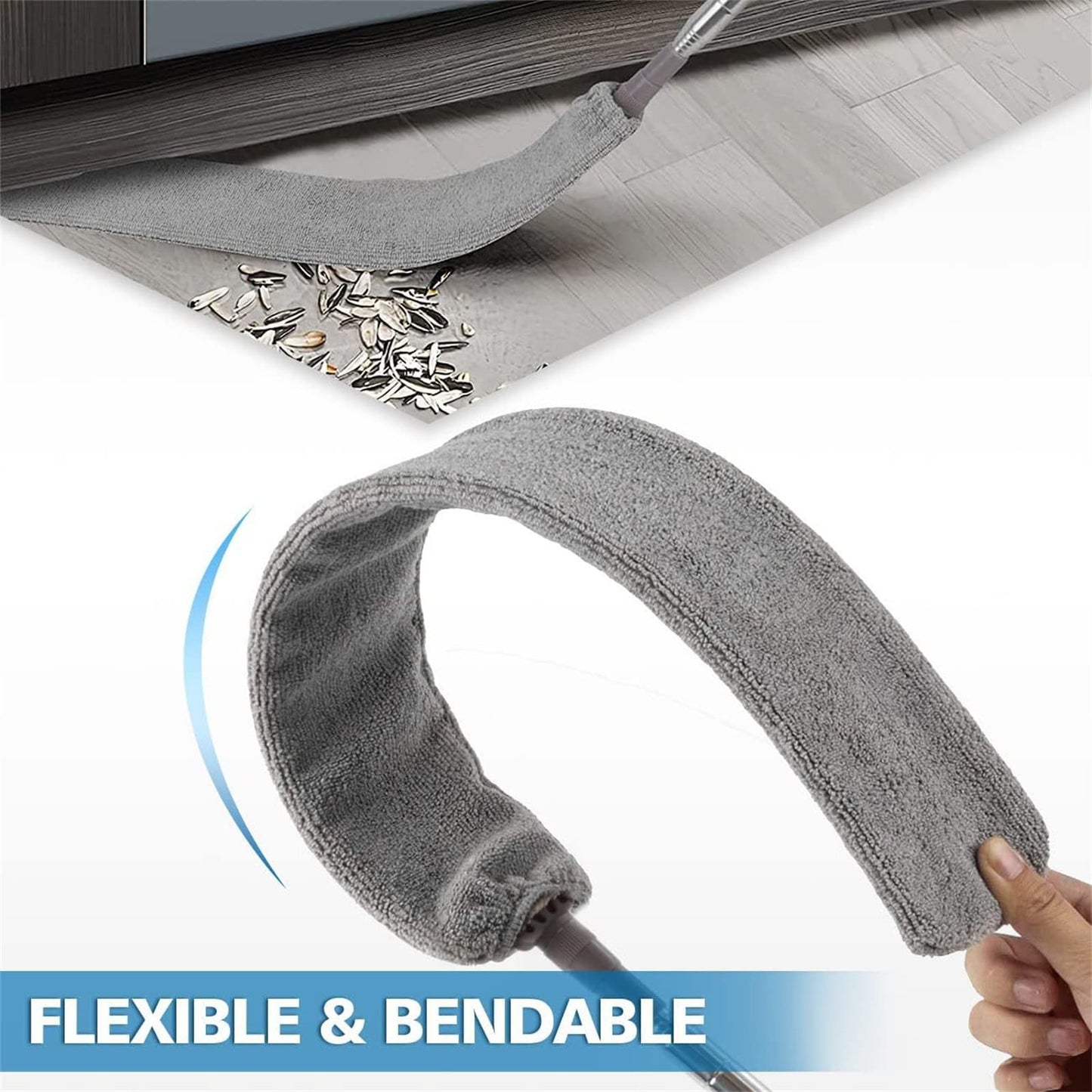 JWDX Dusting Duster Clearance, Retractablegap Dust Brush with 3 Pieces of Superfiber Dust Cloth Long Handle Retractable to 112 Inches Washable for Cleaning Appliances Furniture Sofas As shown