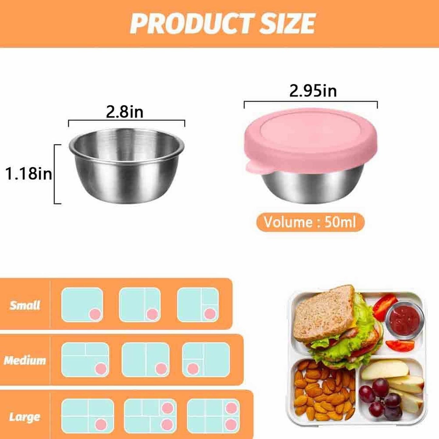 JWDX Food Storage Clearance, 6Set of Covered Container Sealed to Hot Pot Dipping Bowl Small Cup Household Items Reusable Stainless Food Container As shown