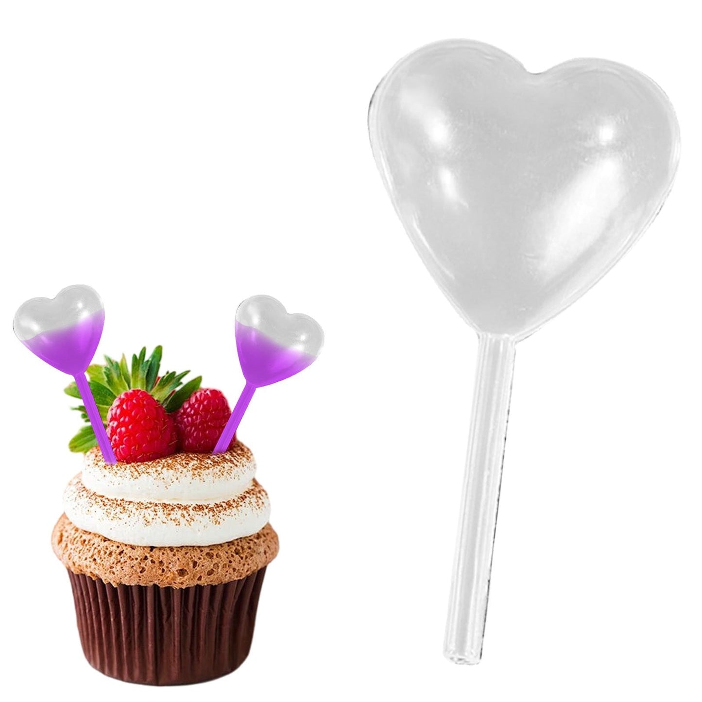 JWDX Cake Inserts Clearance, 50Pcs 4Ml Mini Transfer Cupcakes Pipettes Heart Round Shape Disposable Plastic Liquid for Cupcake Dessert Strawberries And As shown