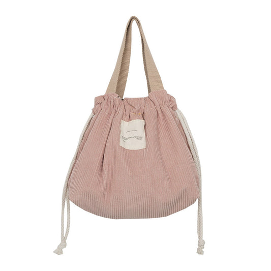JWDX Food Storage Clearance, Drawstring Cosmetic Bag Japanese Tote Bag Corduroy Makeup Bag Travel Storage Organizer Corduroy Canvas Lunch Bag Dinner Container Food Storage Bags Pink