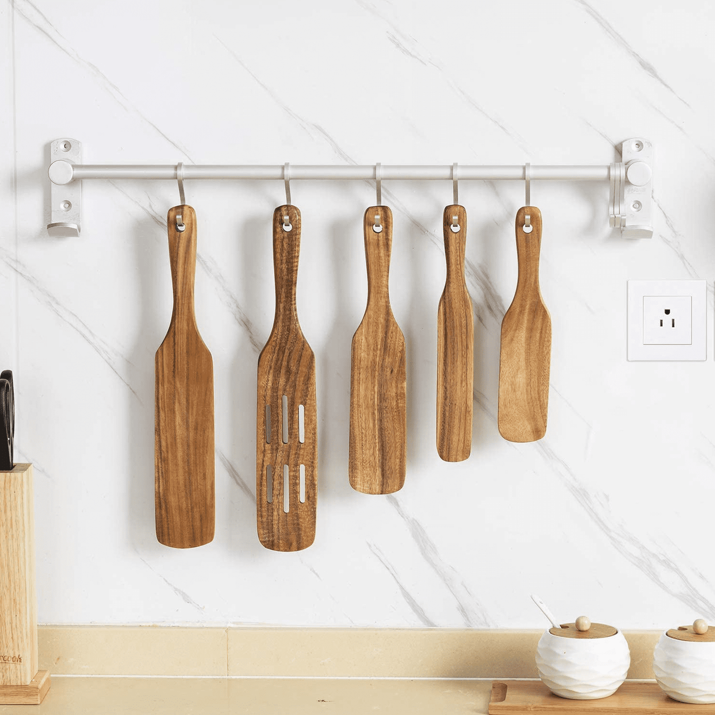 JWDX Cooking Utensils Clearance, Visland Wooden Spatula Premium Natural Teak Wood Slotted Spatulas Spoons for Cookware Kitchen Cooking Heat for Stirring Mixing Serving 1Pc As shown