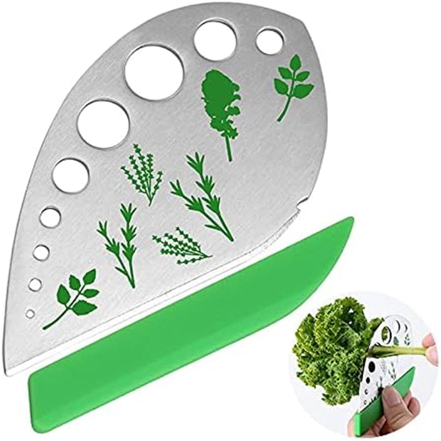 JWDX Vegetable Cutter Clearance, Herb Stripper Jiaedge Green 9 Holes Stainless Kitchen Herbs Stripping Tool Metal Herb Peeler for Collard Greens Stripper As shown