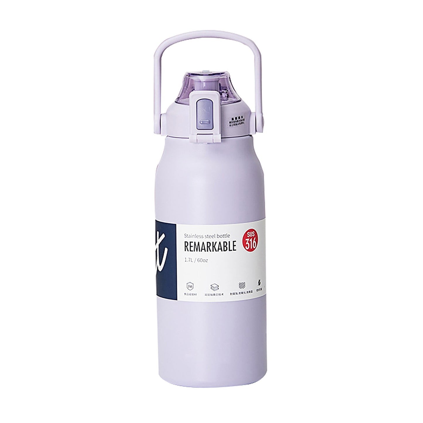 JWDX Glass and Bottle Clearance, Stainless Thermal Water Bottle Thermoses Vacuum Flask with Tumbler Portable Cold Hot Drinks Cup Fitness Cute (Size : 1300Ml) Purple