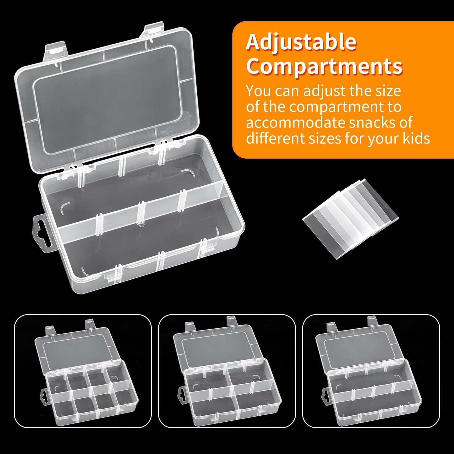 JWDX Food Storage Clearance, Snack Box Containers for Little Boys and Girls Snack Box Containers with 10 Adjustable Compartments Snack Box for Travel Meals Portable Easy to Use and Clean As shown