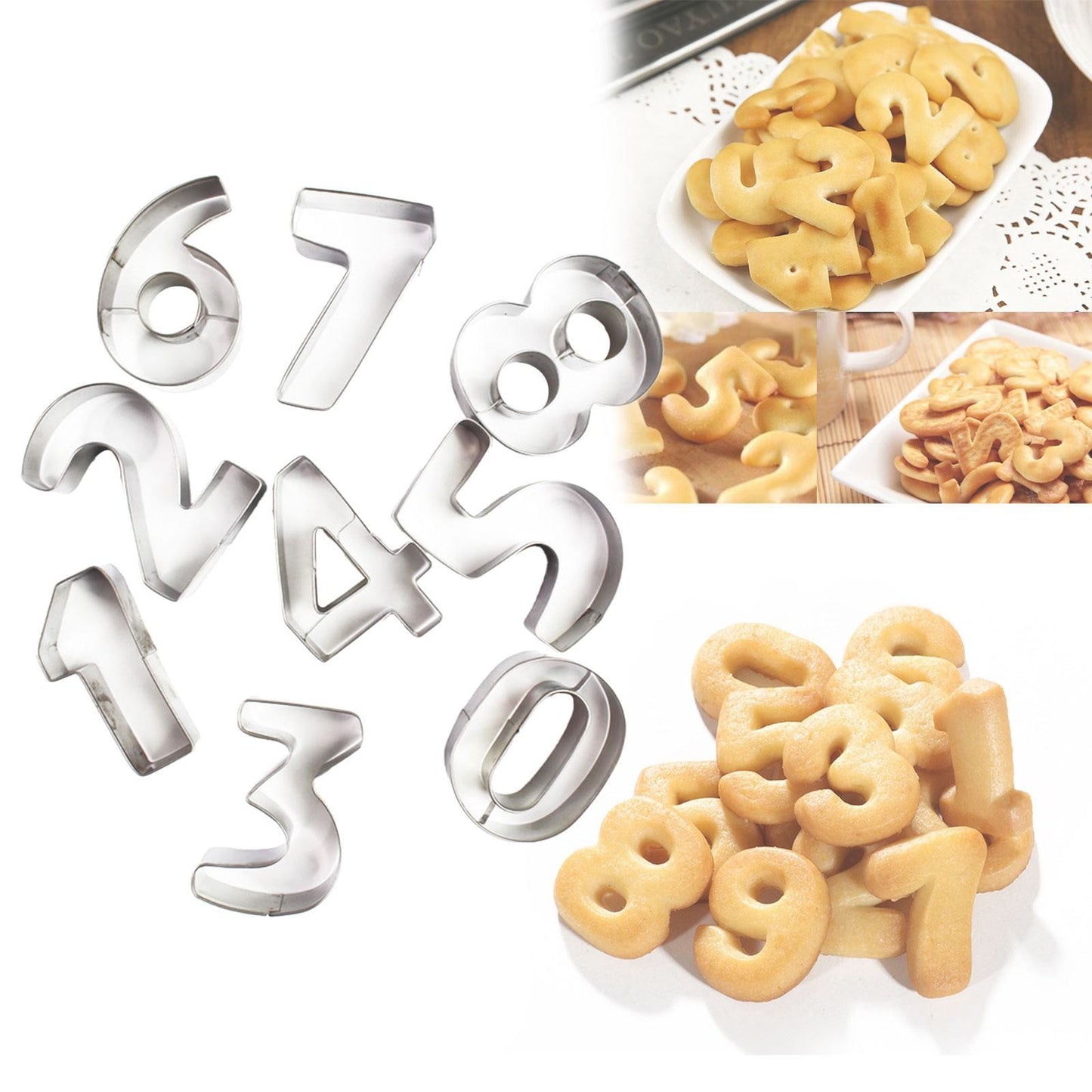 JWDX Biscuit Moulds Clearance, Numbers Cookie Cutters 2 Inches 9Pcs Jelly Fondant Cutter Set Stainless Large Number Cutter for Fondant Cake Fruit Vegetables or Dough Stainless As shown