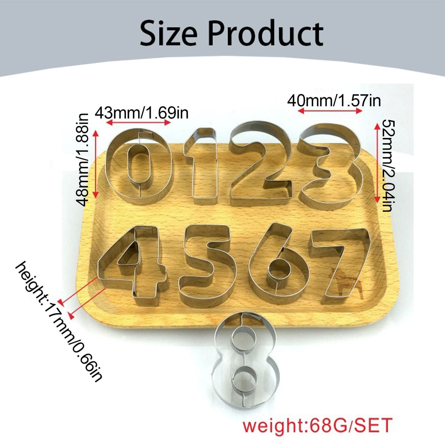 JWDX Biscuit Moulds Clearance, Numbers Cookie Cutters 2 Inches 9Pcs Jelly Fondant Cutter Set Stainless Large Number Cutter for Fondant Cake Fruit Vegetables or Dough Stainless As shown