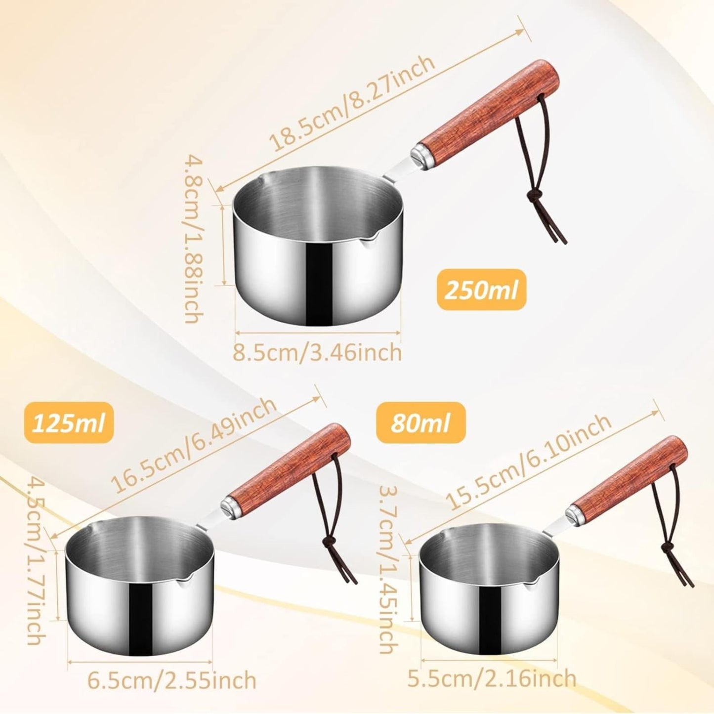Clearance! Eguiwyn Stainless Steel Pan Mini Milk Warmer Pot Soup Pan with Wooden Handle Small Saucepan for Butter Warmer Heating Milk Cooking One Size A