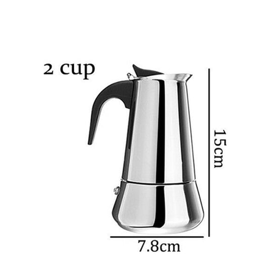 Clearance! Eguiwyn Coffee Maker (2 Cup Capacity) Stainless Steel Mocha Espresso Latte Percolator Stove Top Coffee Maker Pot Too 18.5x11 Silver