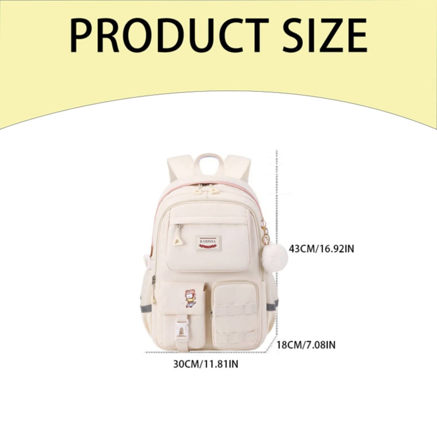 Back to College Yxwen school bag 17" Travel Backpack Carry on Laptop Backpack Overnight Bag Bag Casual Daypack for Women Men White