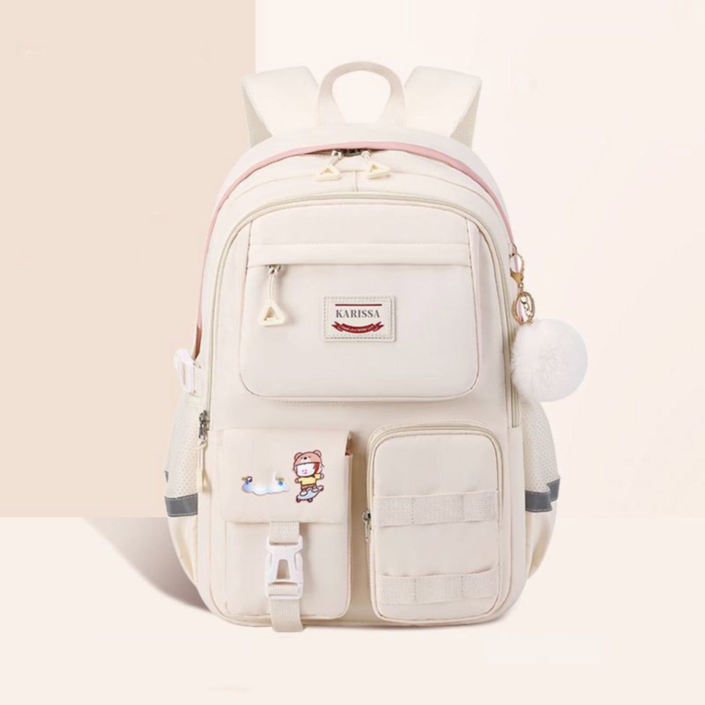 Back to College Yxwen school bag 17" Travel Backpack Carry on Laptop Backpack Overnight Bag Bag Casual Daypack for Women Men White
