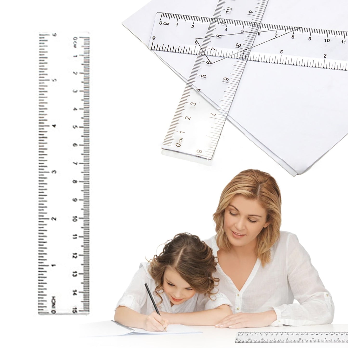 Back to College Yxwen Centimeter Inch Scale Ruler. Plastic Ruler Small Ruler for Measuring Suitable for Schools and Suitable for Artists Designers and Students Etc White One Size AA