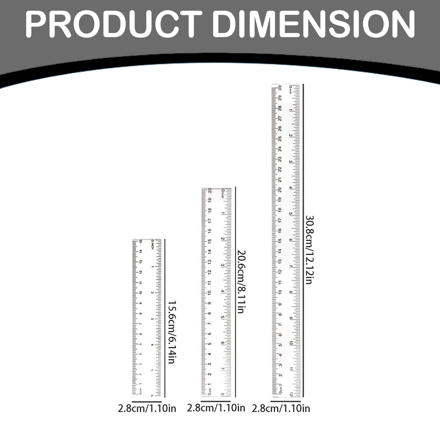Back to College Yxwen Centimeter Inch Scale Ruler. Plastic Ruler Small Ruler for Measuring Suitable for Schools and Suitable for Artists Designers and Students Etc White One Size AA