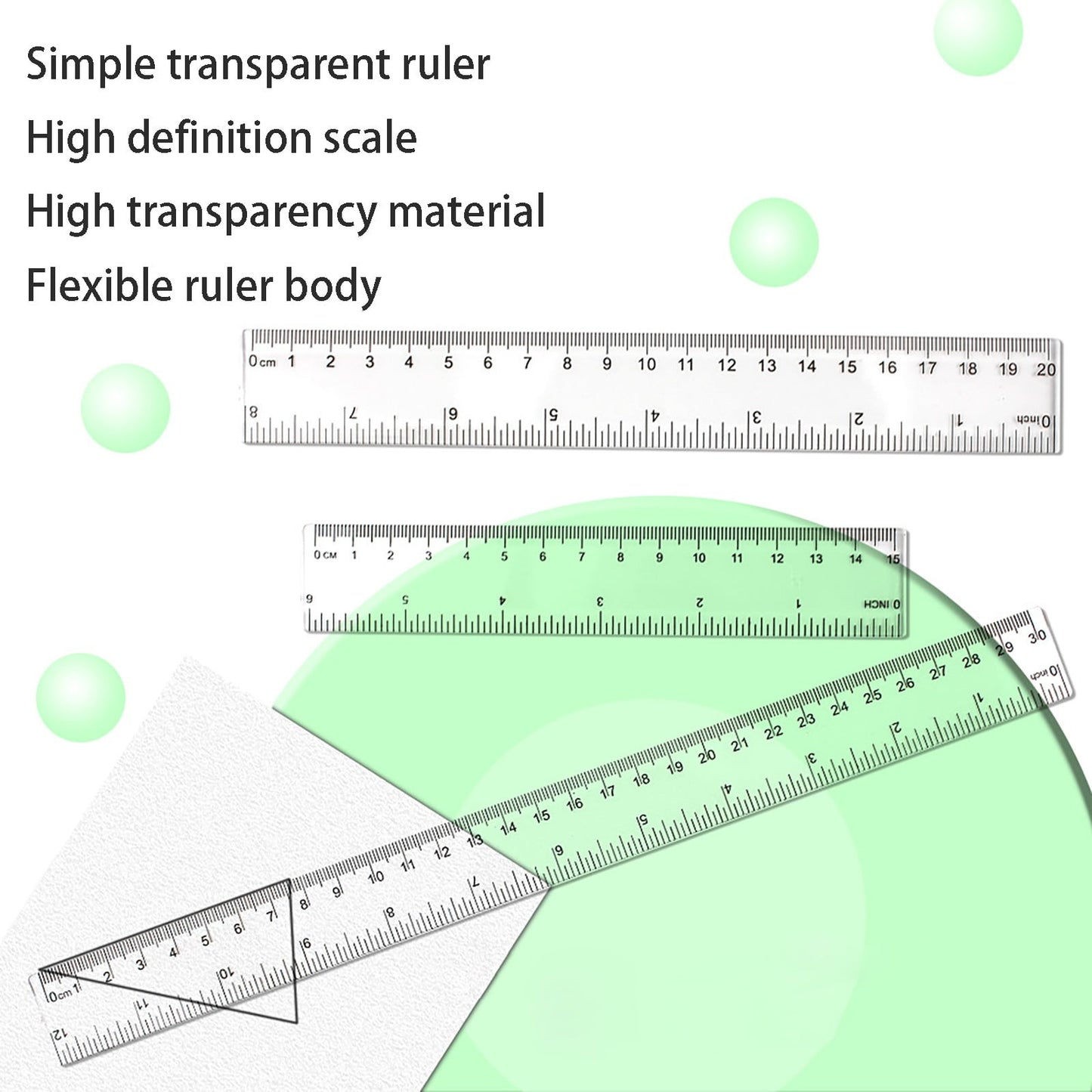 Back to College Yxwen Centimeter Inch Scale Ruler. Plastic Ruler Small Ruler for Measuring Suitable for Schools and Suitable for Artists Designers and Students Etc White One Size AA