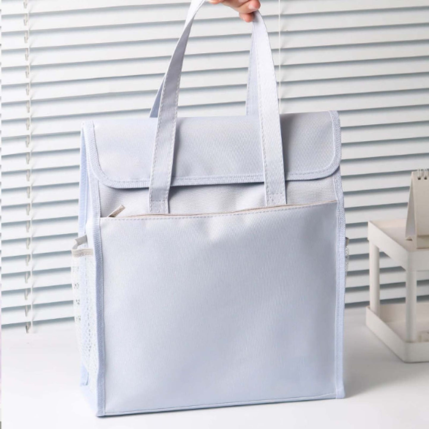 1*Bag JWDX File Folder Tote Bag with Handle Portable Document Organizer Box for Letter Size File Folder Folding File Case for Home One Size Blue
