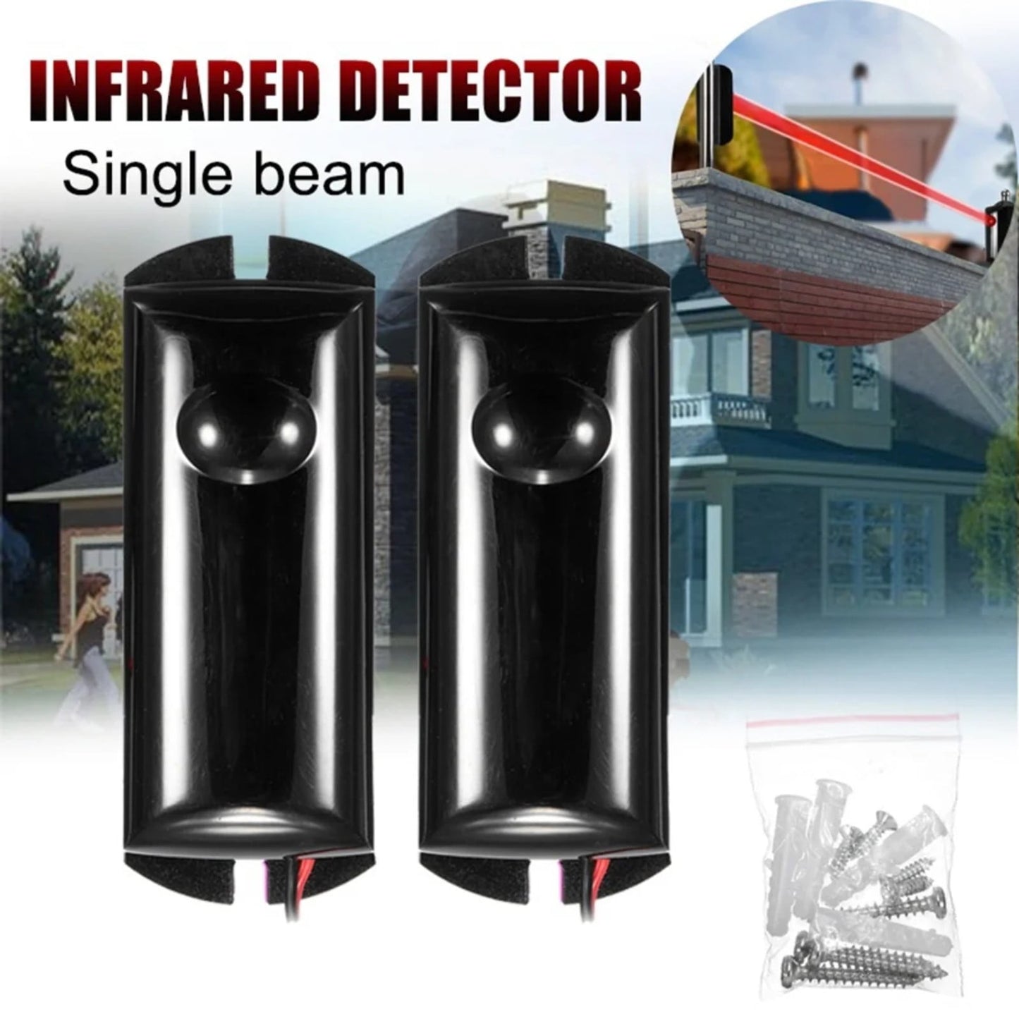 Infrared Radio Alarm JWDX, 1* Anti-Theft Alarm 1Pc Single Beam Infrared Detector Alarm Barrier Sensor Photoelectric Home One Size Black