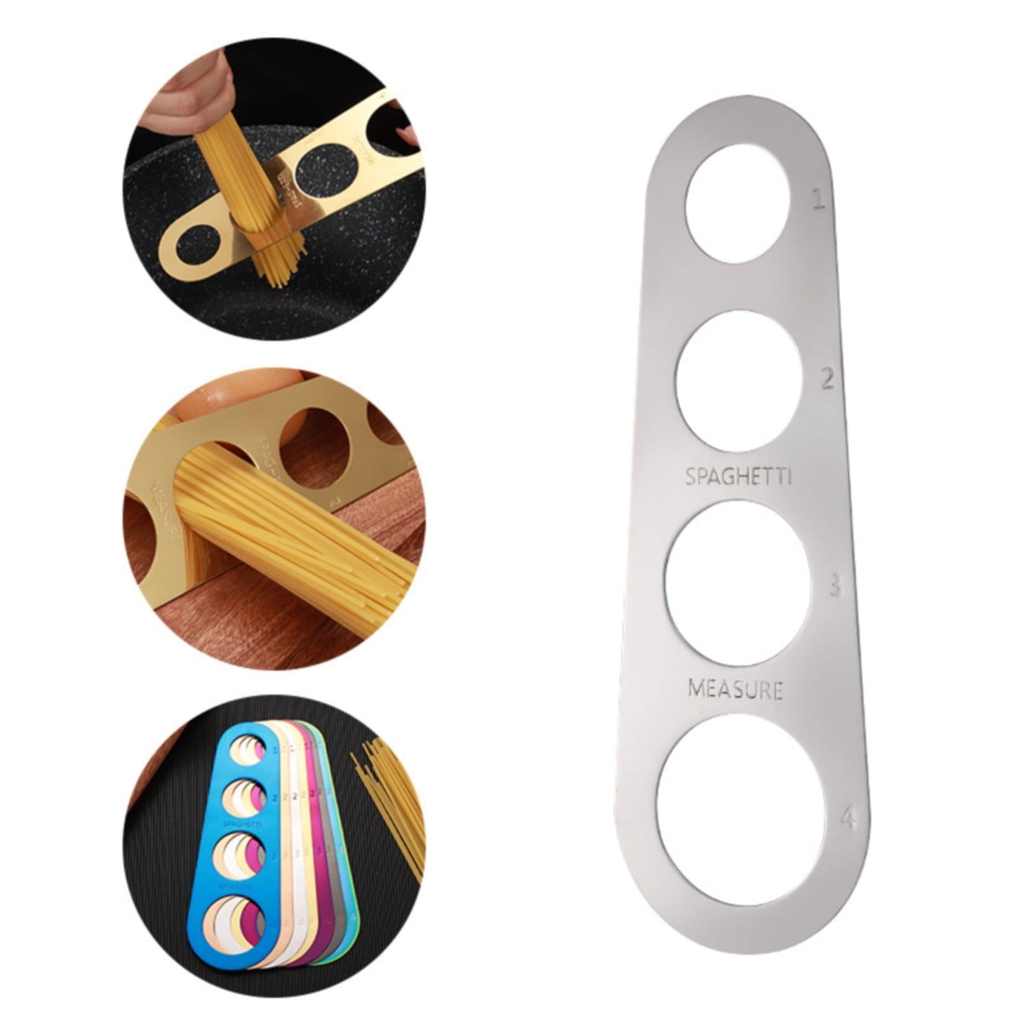 Spaghetti Measuring Ruler Rose Gold JWDX, 1*Spaghetti Measuring Ruler Stainless Spaghetti Measurer Tool Quick Pasta Measuring Tool for Kitchen Cooking Tool Get the Perfect Portion One Size Silver
