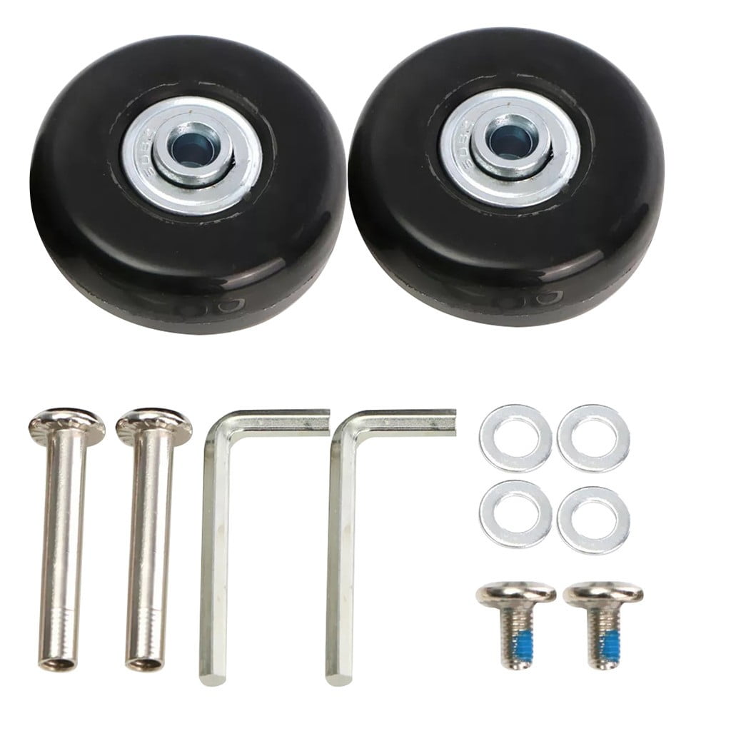 JWDX, 1 Pair of Wheels (Two) Replacement Wheels for Suitcase Rubber Wheels Replacement Wheels Wheel for Trolley Hard Case Wheels with 1 Pairs of 6 Mm Ball Bearings Spare Parts Kit One Size Black