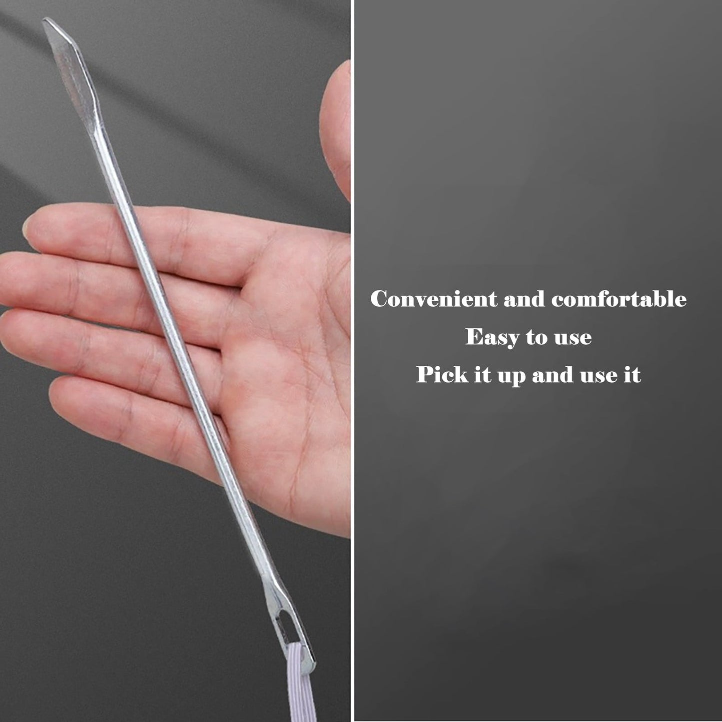 JWDX, Rope Threading Tool*1 Stainless Threader Easy Pull Bodkin Needle Threader Tweezer Metal Bodkin Ribbon Weaving Tool for Elastic Threading Sewing Machine One Size Silver