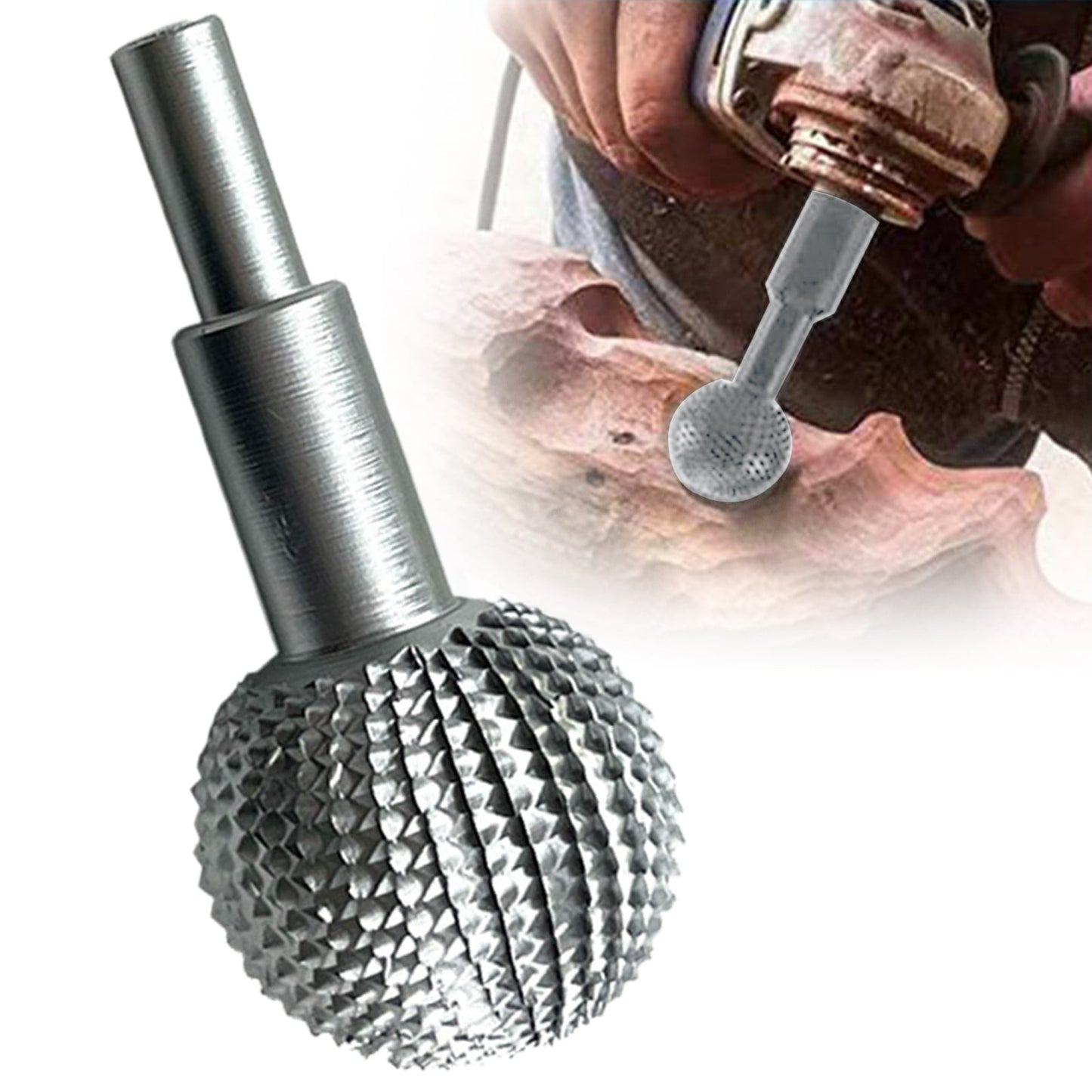 JWDX, 1 Grinding Head Woodworking Sphere Burr File Wood Carving Spherical Polishing Grinding for Head Cutter Wood Carving Kit for Beginners Power Tools Machine Computerized One Size Black