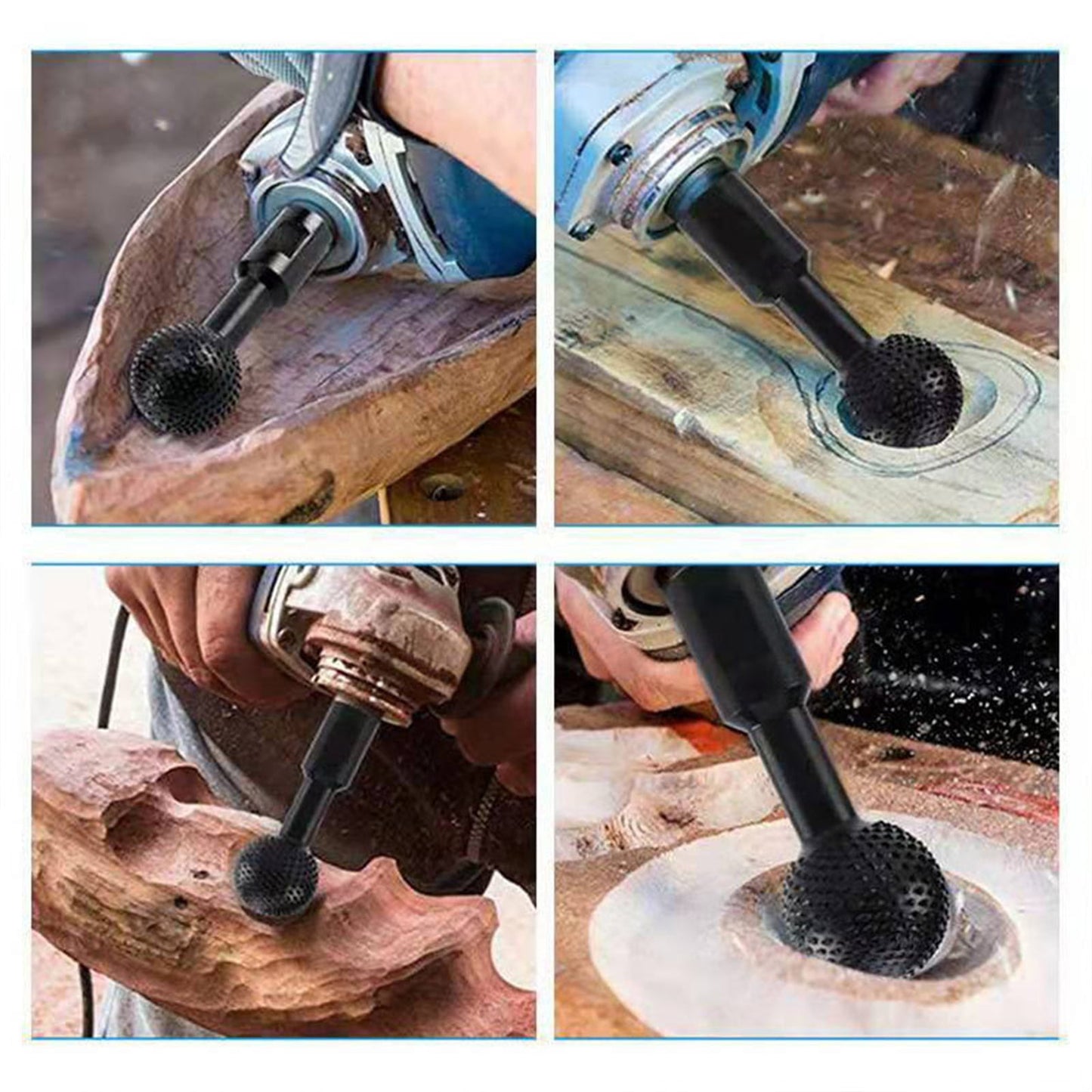 JWDX, 1 Grinding Head Woodworking Sphere Burr File Wood Carving Spherical Polishing Grinding for Head Cutter Wood Carving Kit for Beginners Power Tools Machine Computerized One Size Silver