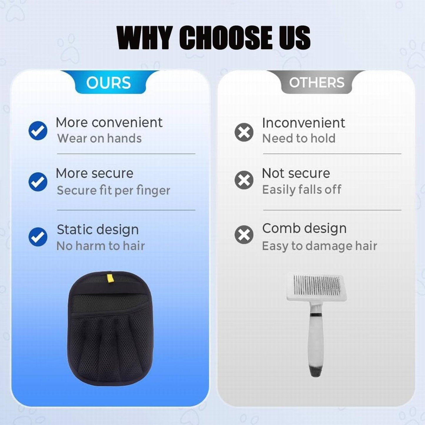 Pet Hair Removal Gloves JWDX, 1 Glove*2 Pet Hair Removal Glove Double Reusable Pet Hair Remover Electrostatic Gloves for Couch Furniture Clothing One Size*2 Black*2