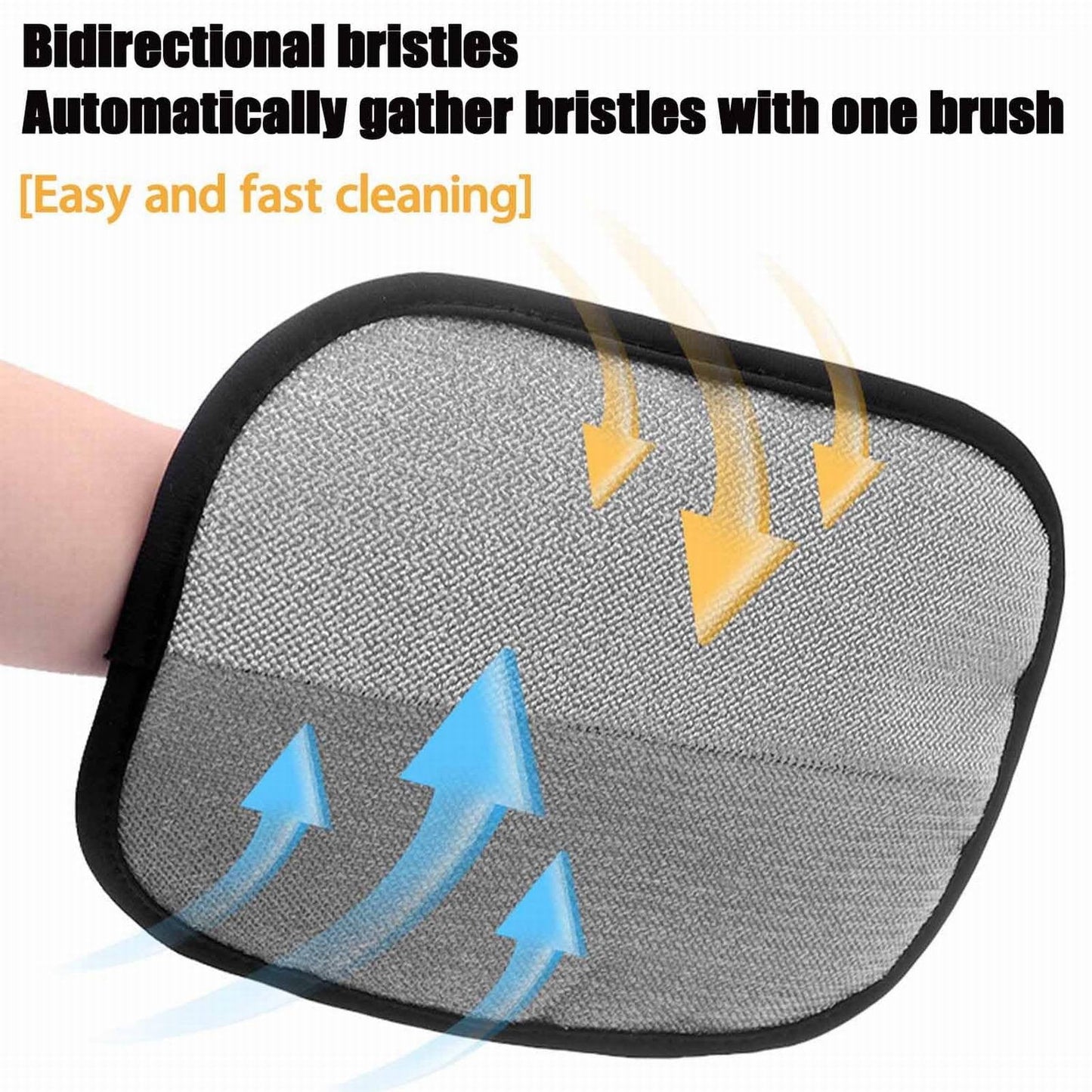 Pet Hair Removal Gloves JWDX, 1 Glove*2 Pet Hair Removal Glove Double Reusable Pet Hair Remover Electrostatic Gloves for Couch Furniture Clothing One Size*2 Black*2