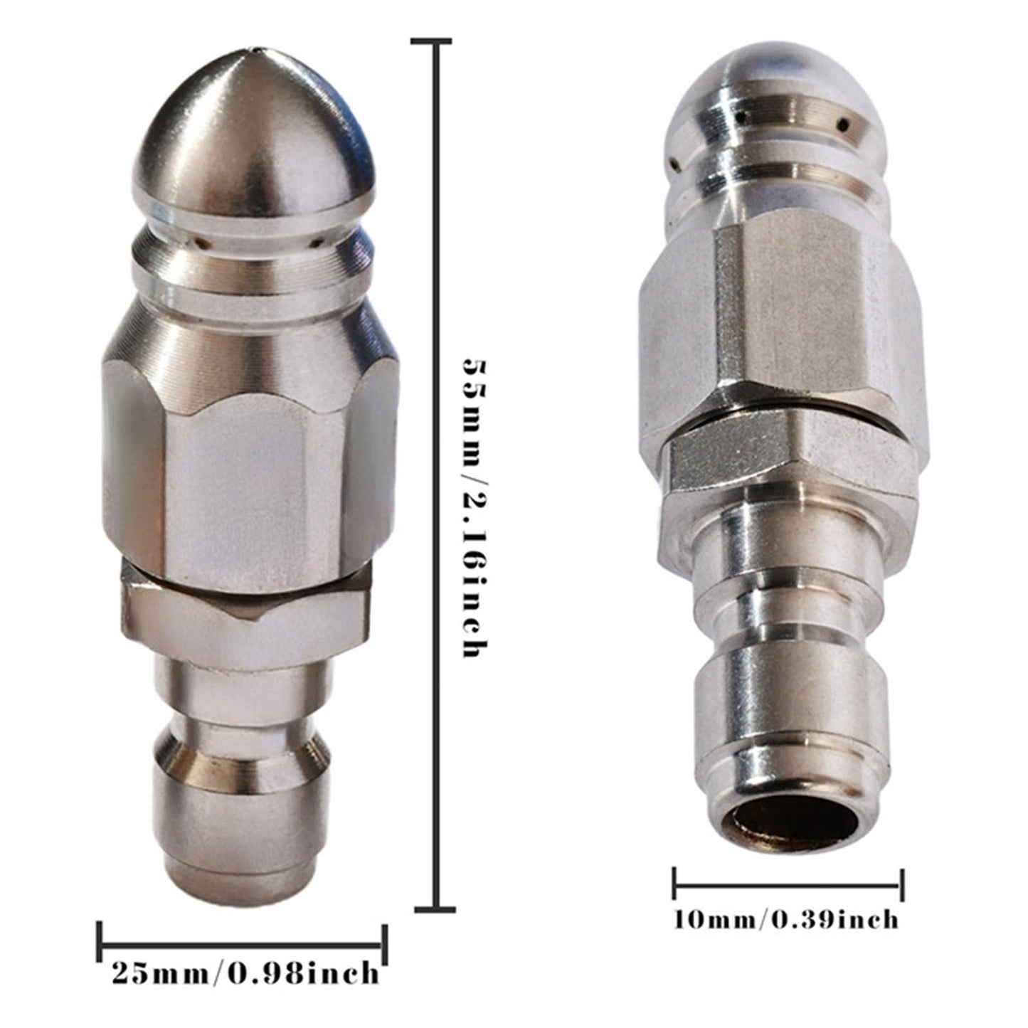Cleaning the High Pressure Nozzle JWDX, 1x Cleaning High Pressure Nozzle Dredging Stainless High Pressure Nozzle One Size Silver