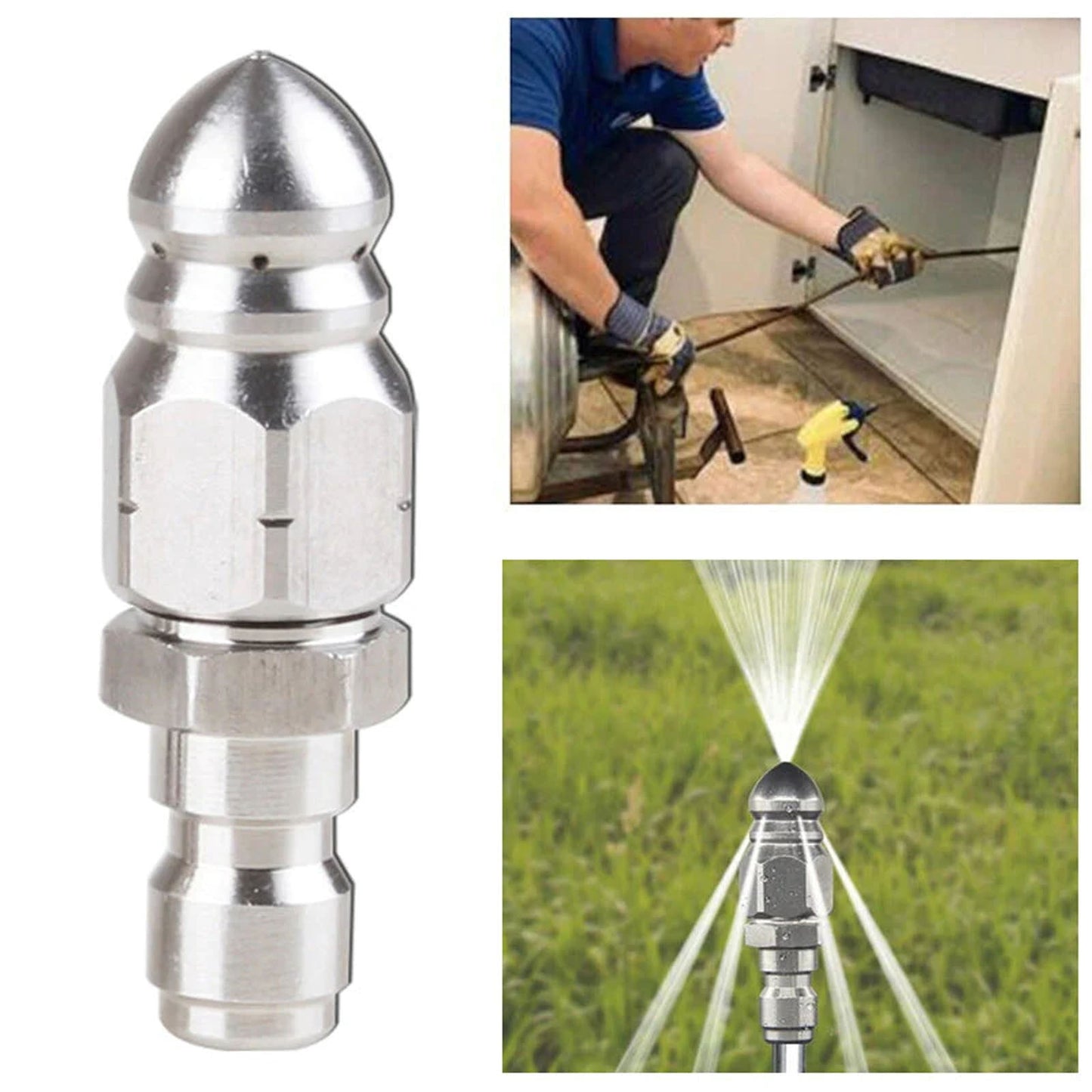 Cleaning the High Pressure Nozzle JWDX, 1x Cleaning High Pressure Nozzle Dredging Stainless High Pressure Nozzle One Size Silver
