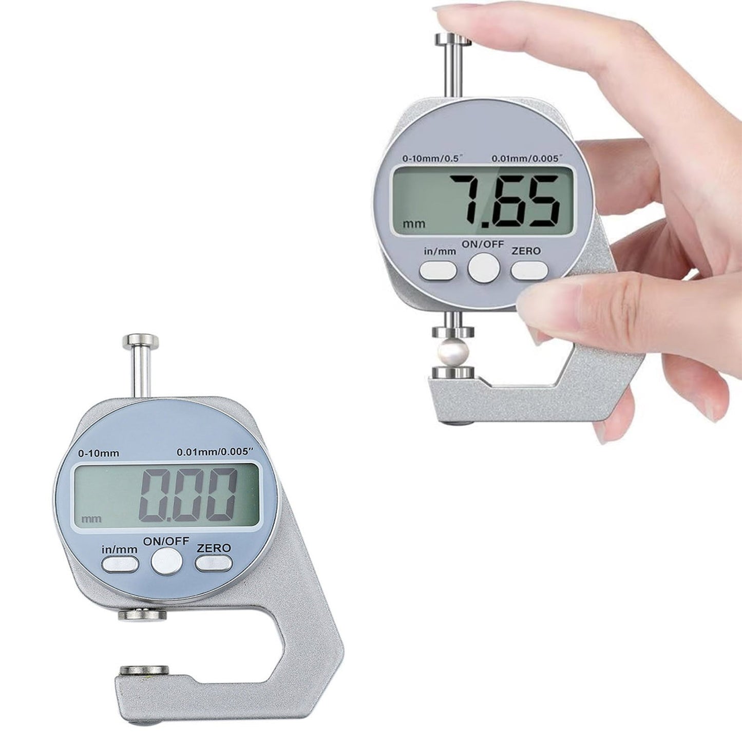 Thickness Meter Precision Digital Thickness Gauge High Precision Electronic Micrometer (Flat Head 0-10Mm) JWDX, Precisions Digital Thickness Gauges High Accuracy Electronic Micrometers With（0 10Mm） One Size Silver